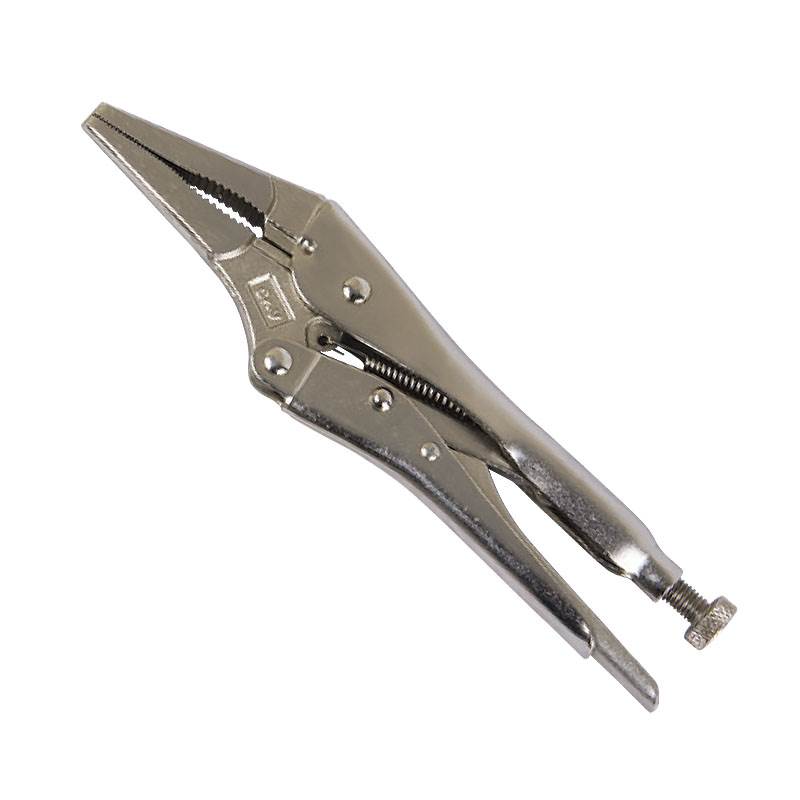 Long Nose Locking Pliers, With Cutters, Nickel Plated