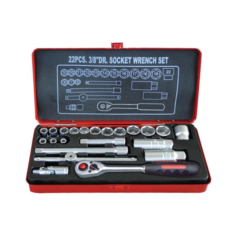 22PCS.3/8″ Dr.Socket Wrench Set ,Cold Forming Box, ITEM NO.:TKT14-22